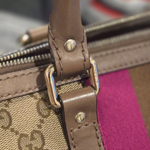 Gucci Monogram Vintage Web Medium Boston Purple Brown - Picture 12 of 16